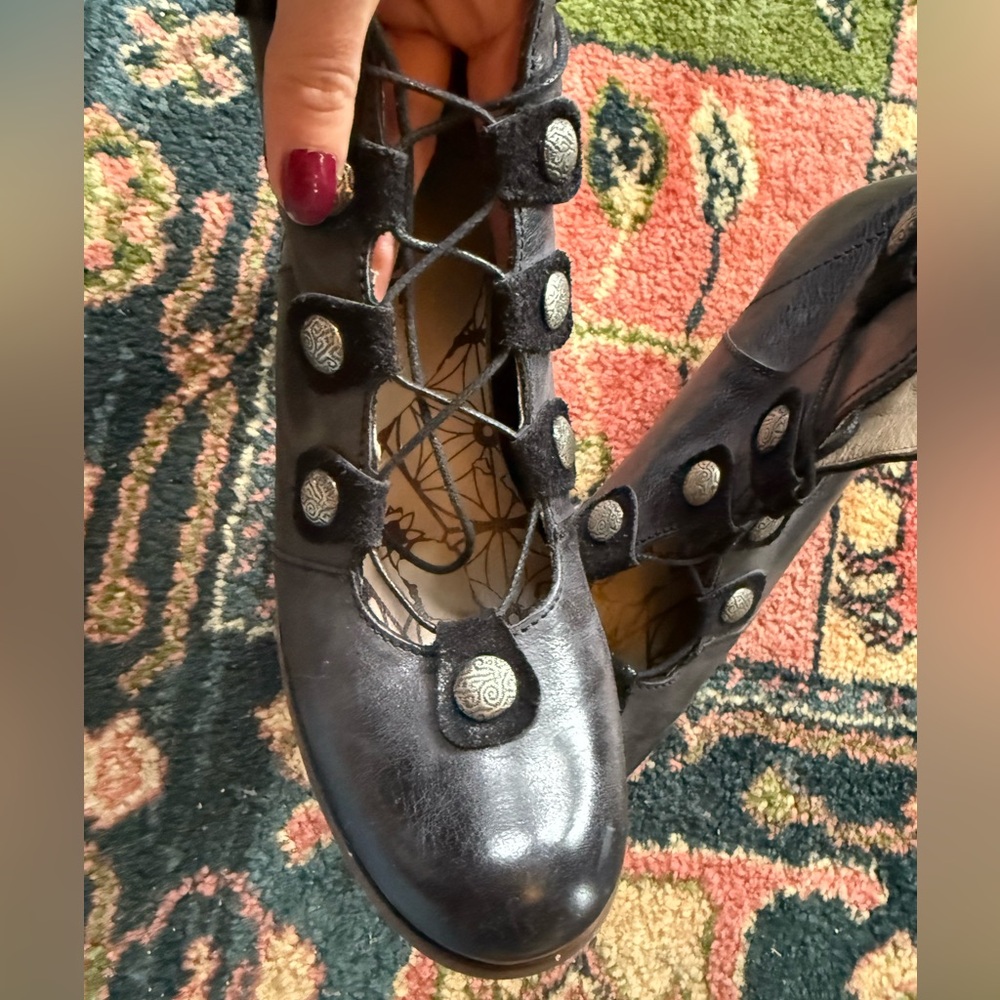 DKODE black leather lace up steampunk cosplay boots sz 39 / 8.5 - Picture 2 of 8